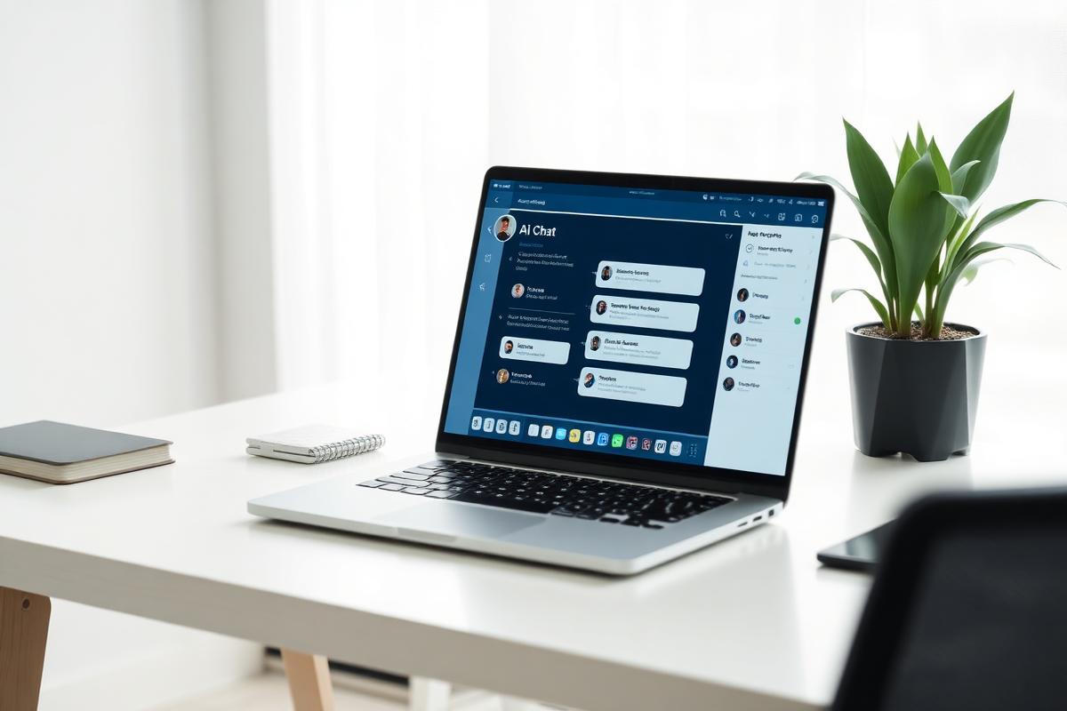 Laptop met AI-chatinterface op een modern bureau